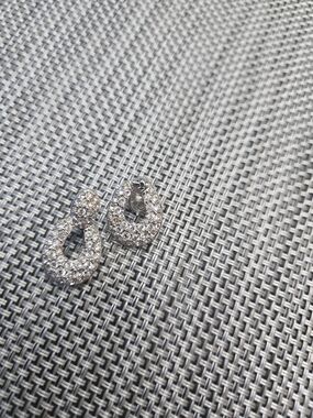 Sparkling Crystal Drop Earrings - Silver Tone